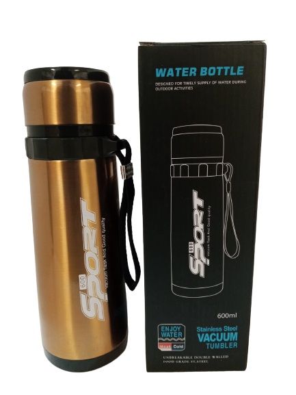 Sport Stainless Vacuum Tumbler Water Bottle 600 ml - Golden
