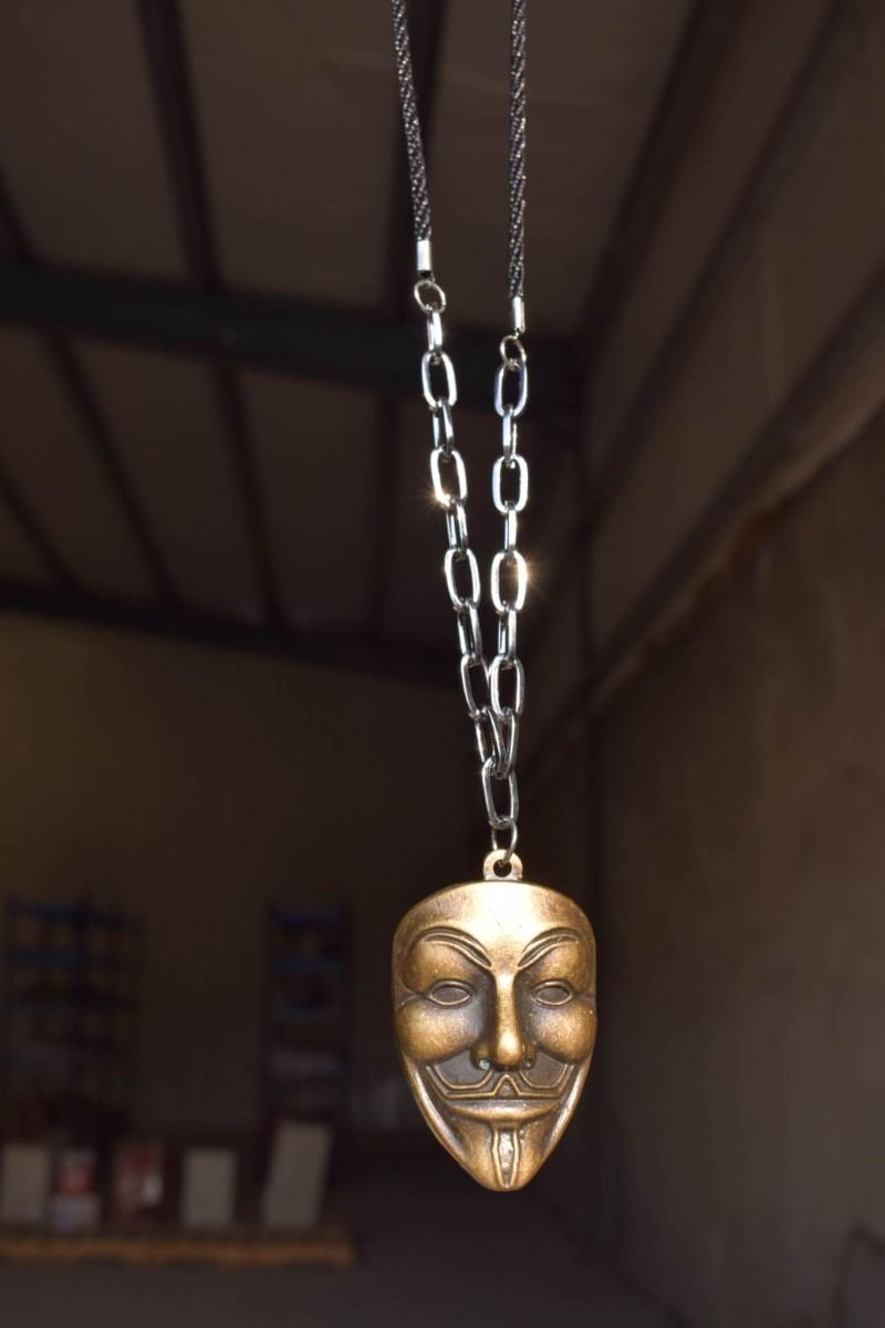 Brown Anonymous Mask Pendant
