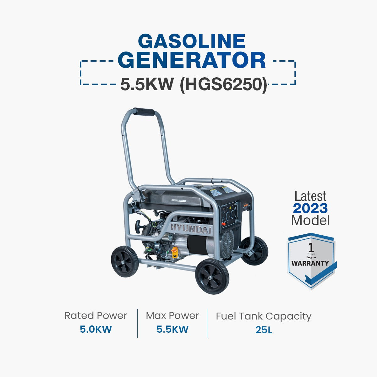 Hyundai Gasoline Generator 5.5 KW (HGS6250)