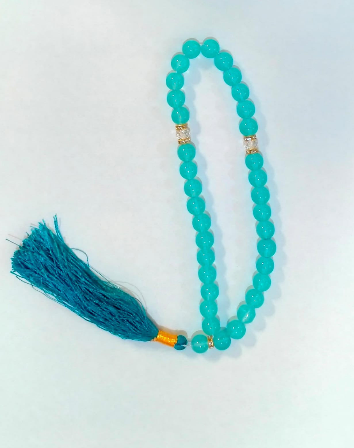 Premium Quality Light Blue Crystal Tasbih 10mm 33 beads