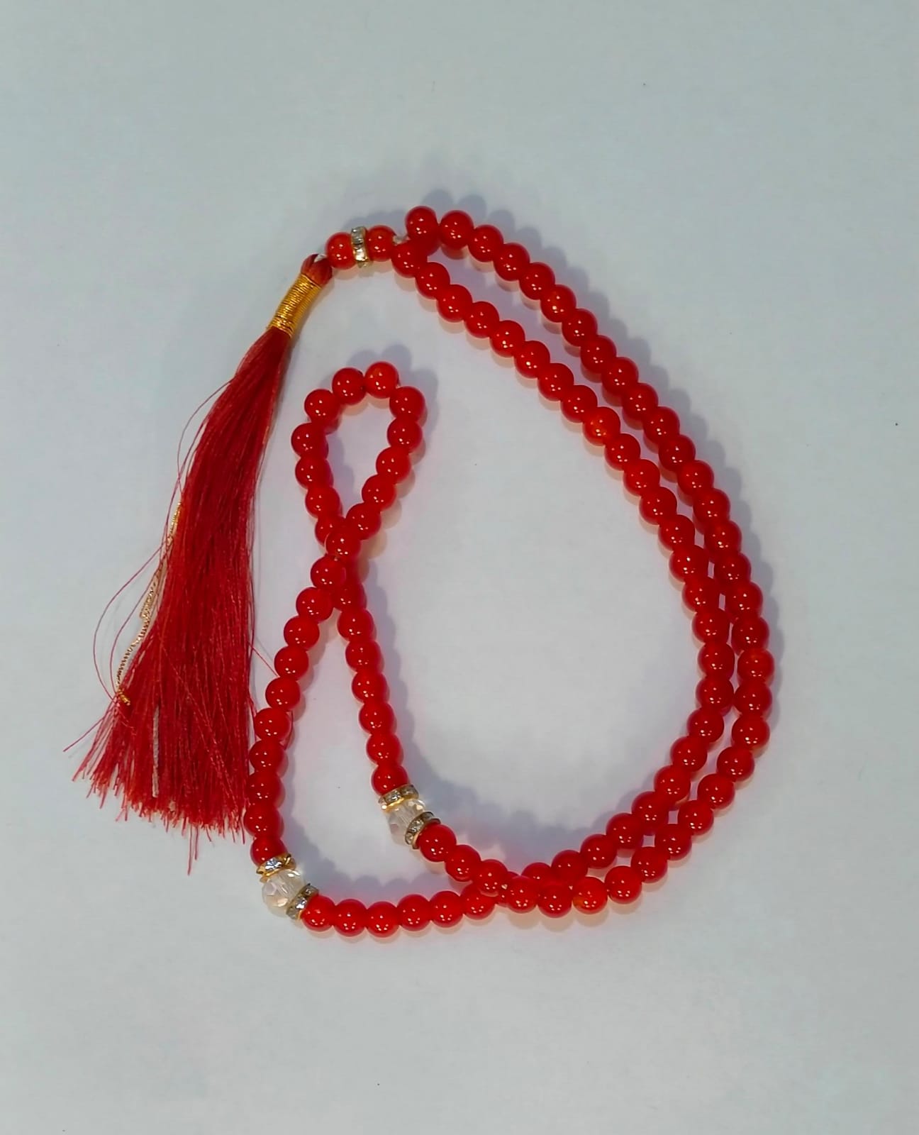 Premium Quality Red Crystal Tasbih 6mm 100 Beads