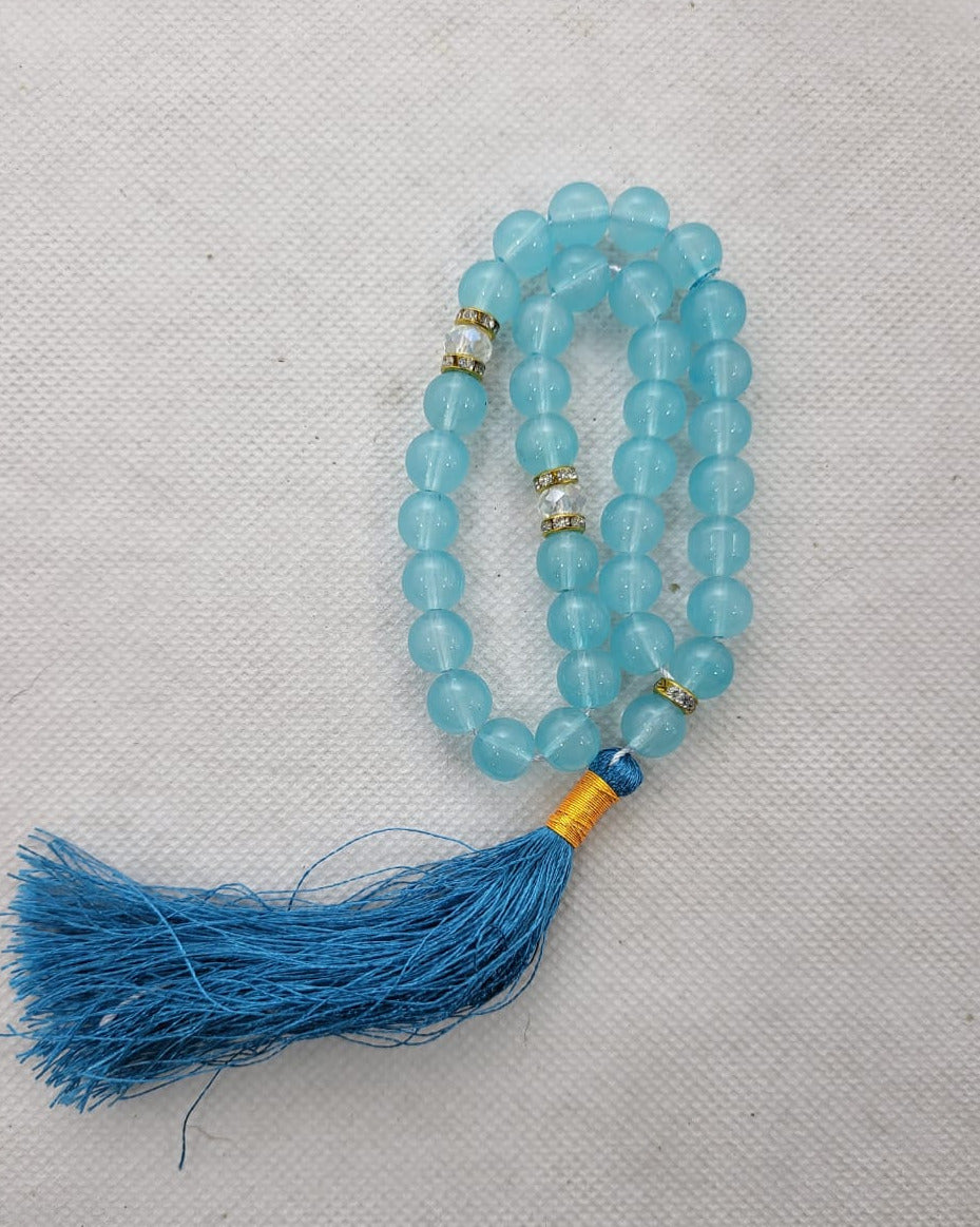 Premium Quality Light Blue Crystal Tasbih 10mm 33 beads