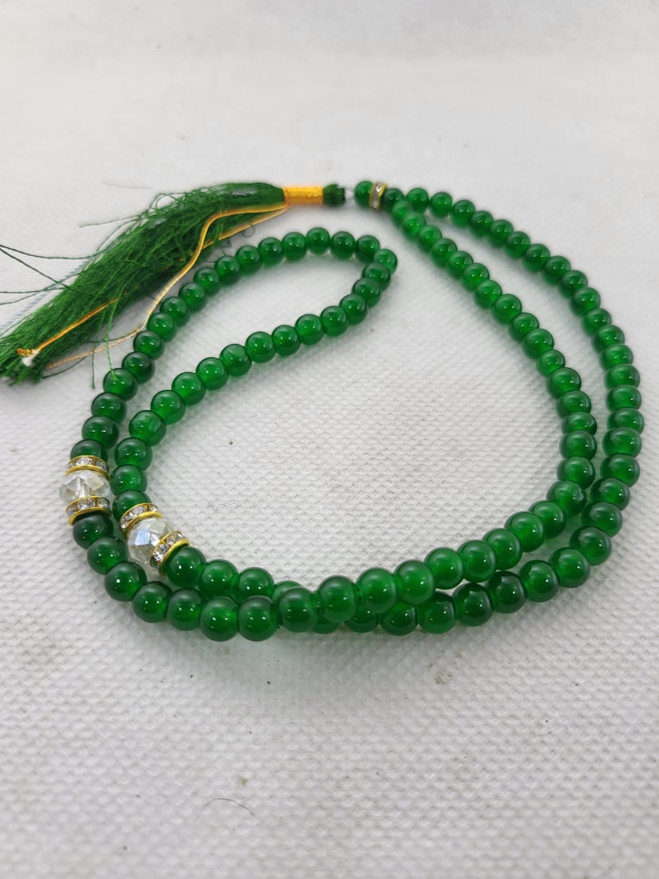 Premium Quality Dark Green Crystal Tasbih 6mm 100 Beads