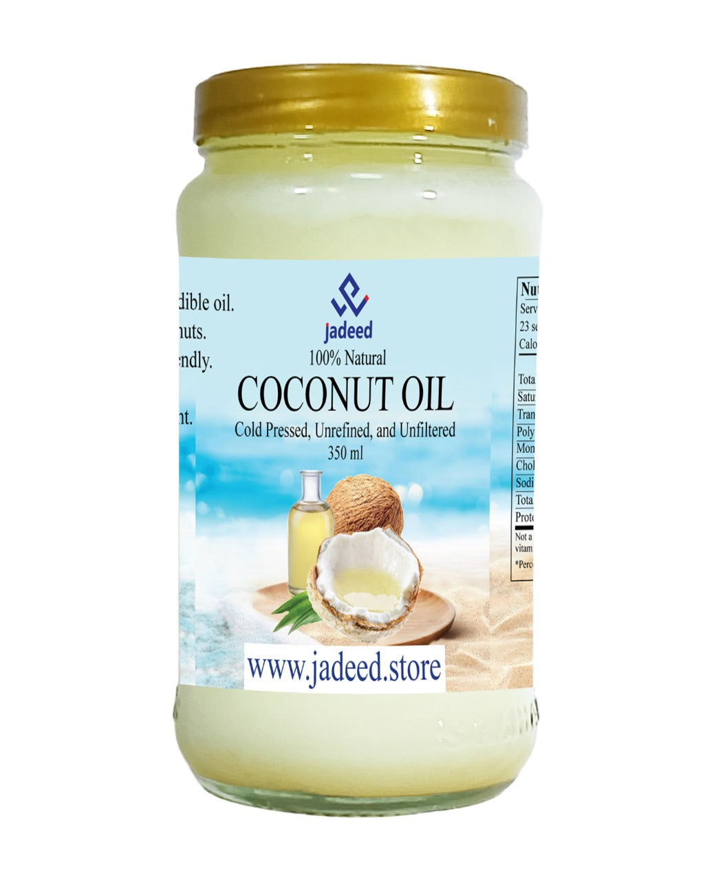 100% Natural Coconut Oil Cold Pressed, Unrefined and Unfiltered 350ml