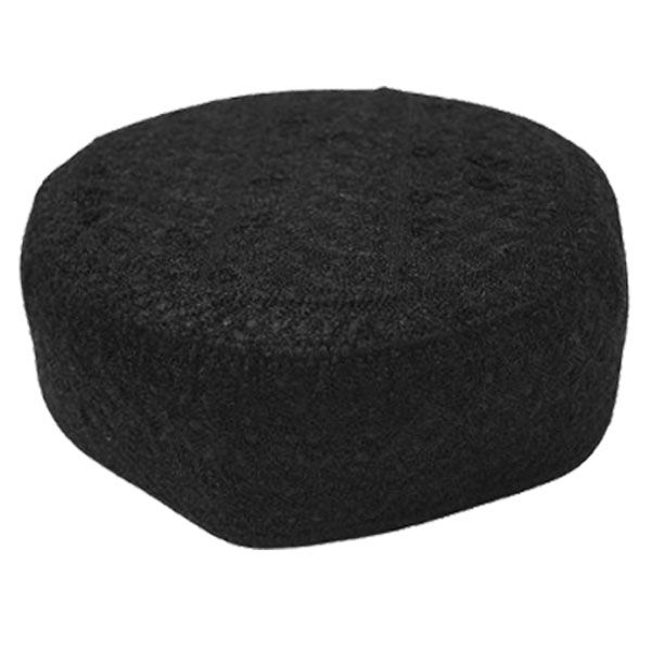 Black Embroidered Kufi Cap - Large