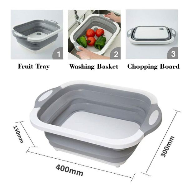 Multi-Functional Foldable Cutting Board Washing Basket