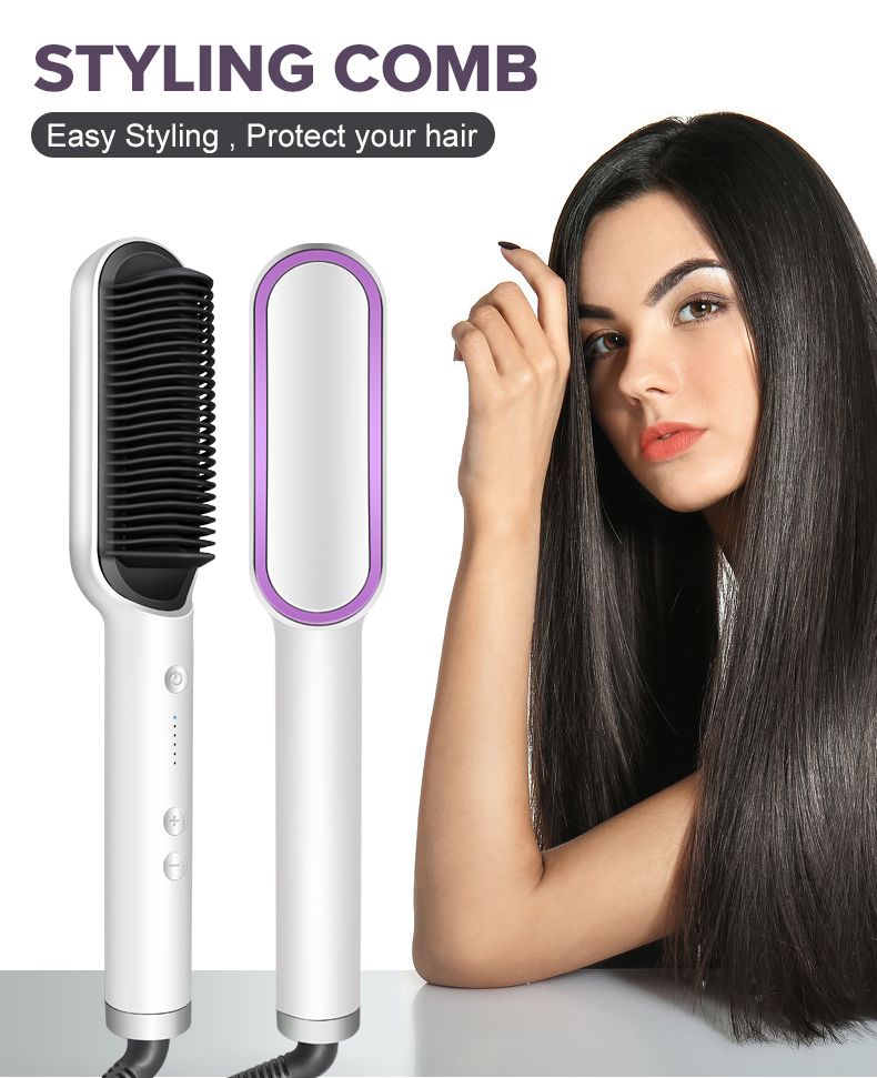 Hair Straightener Brush FH 909 - White