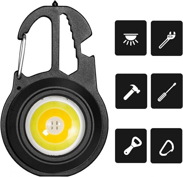 6 in 1 MultiPurpose COB Rechargeable Keychain Light