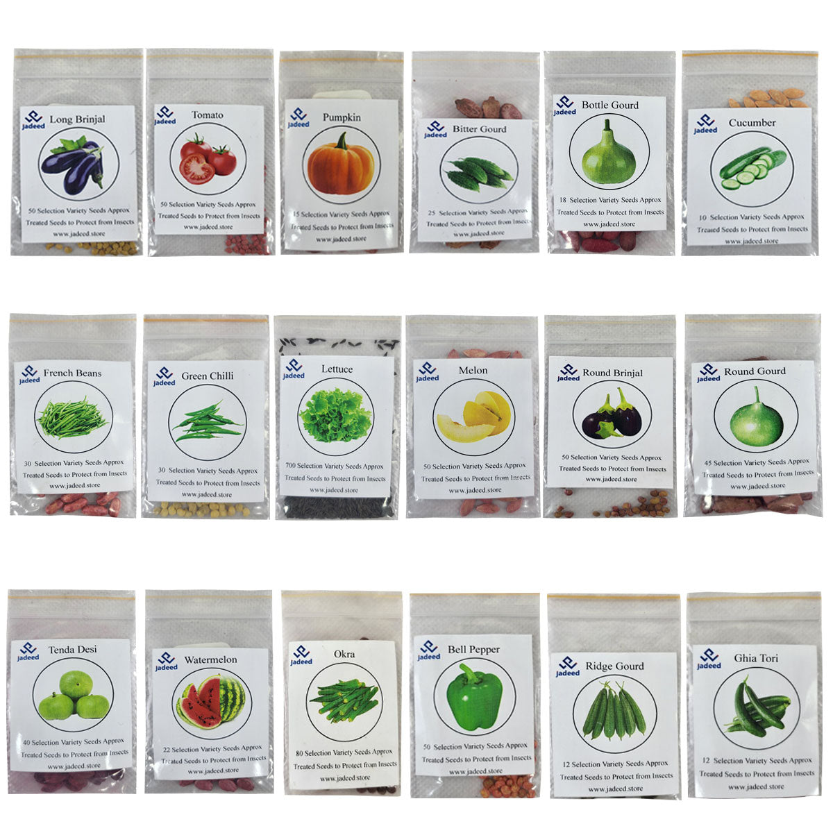 Selection Grade Vegetable Seeds - 18 Varieties.
