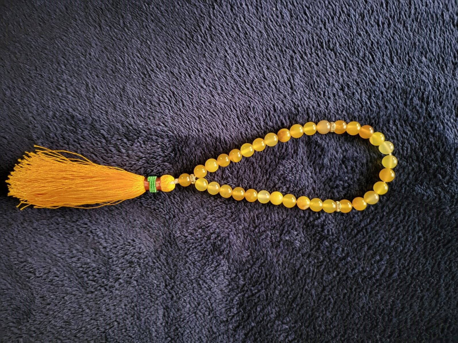 Yellow Aqeeq Tasbih 10mm 33 Beads