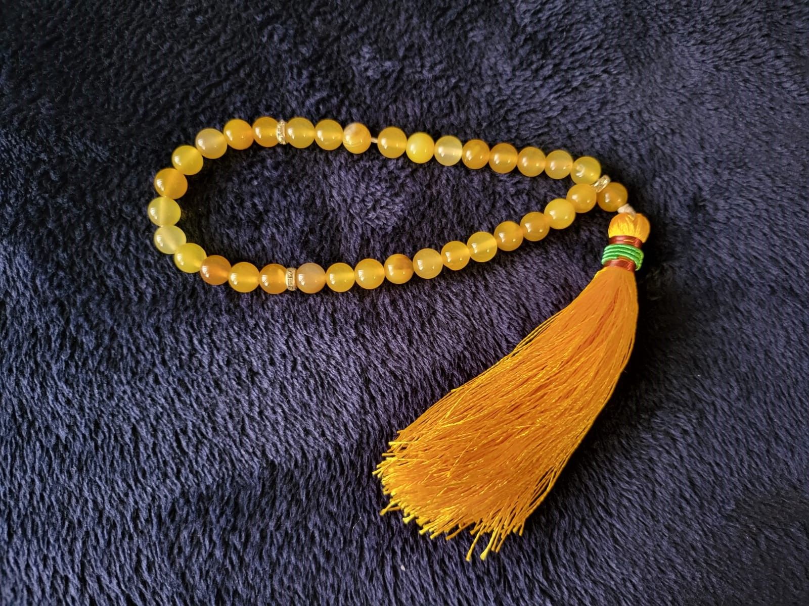 Yellow Aqeeq Tasbih 10mm 33 Beads