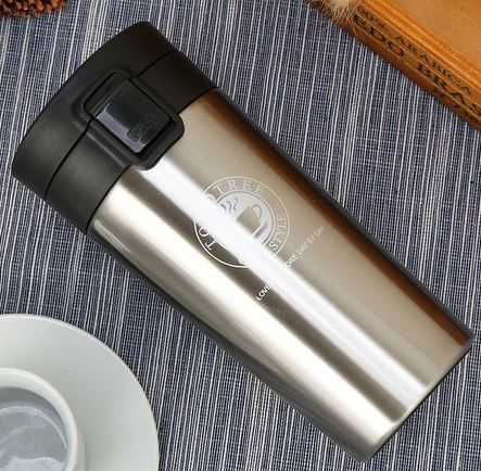 Tomotree Silver Cafe Style Vacuum Flask 300 ml