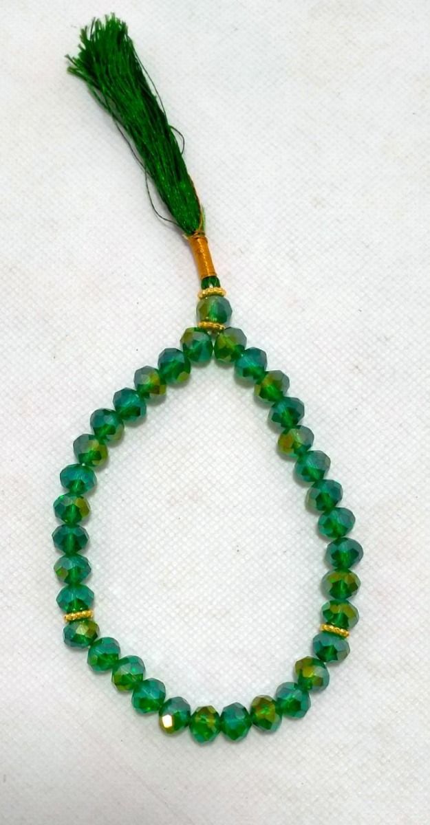 Green Crystal Tasbih 9 mm 33 Beads