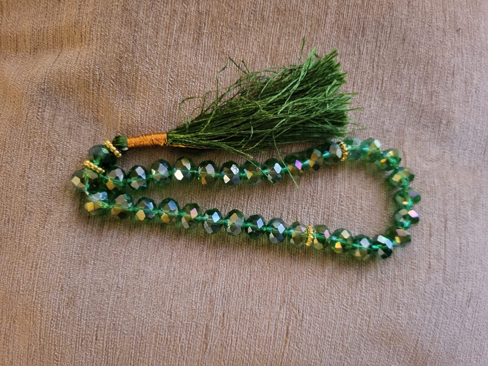 Green Crystal Tasbih 9 mm 33 Beads