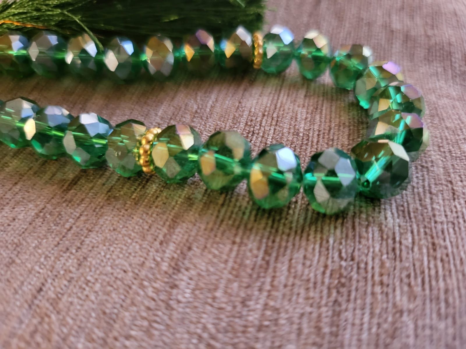 Green Crystal Tasbih 9 mm 33 Beads
