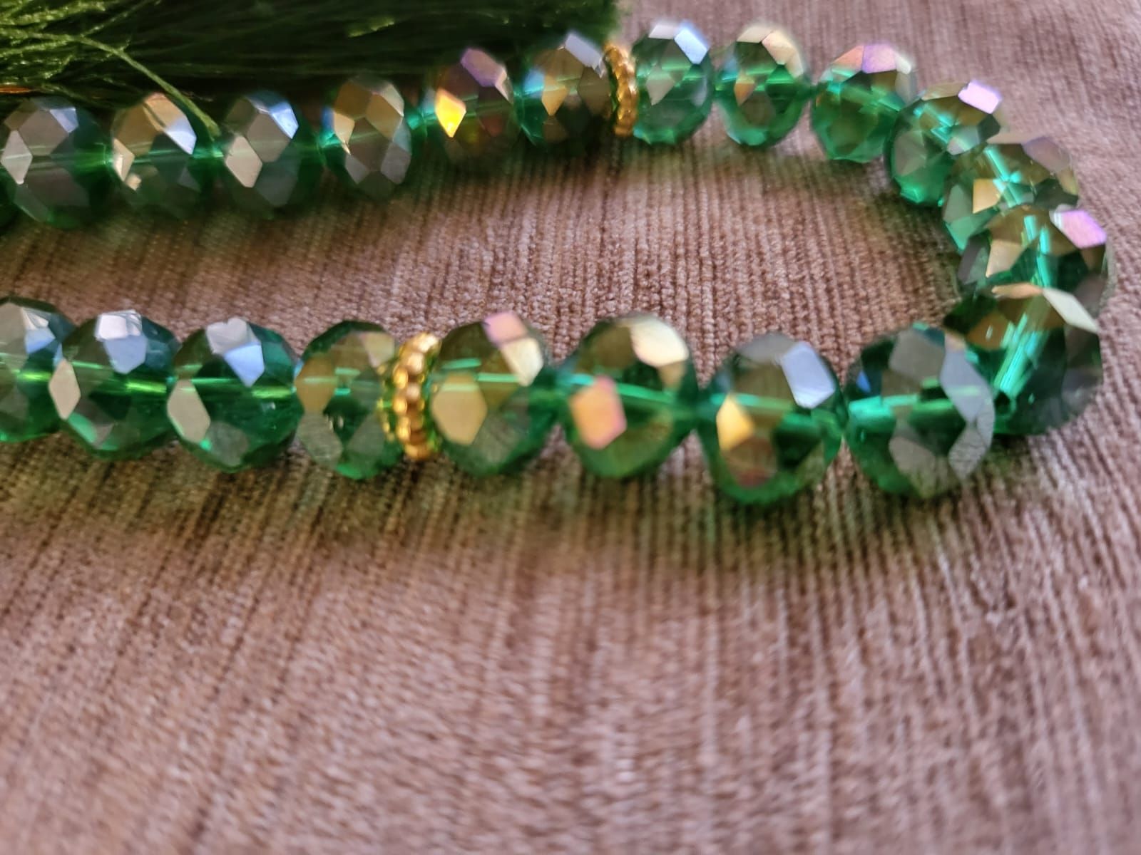 Green Crystal Tasbih 9 mm 33 Beads