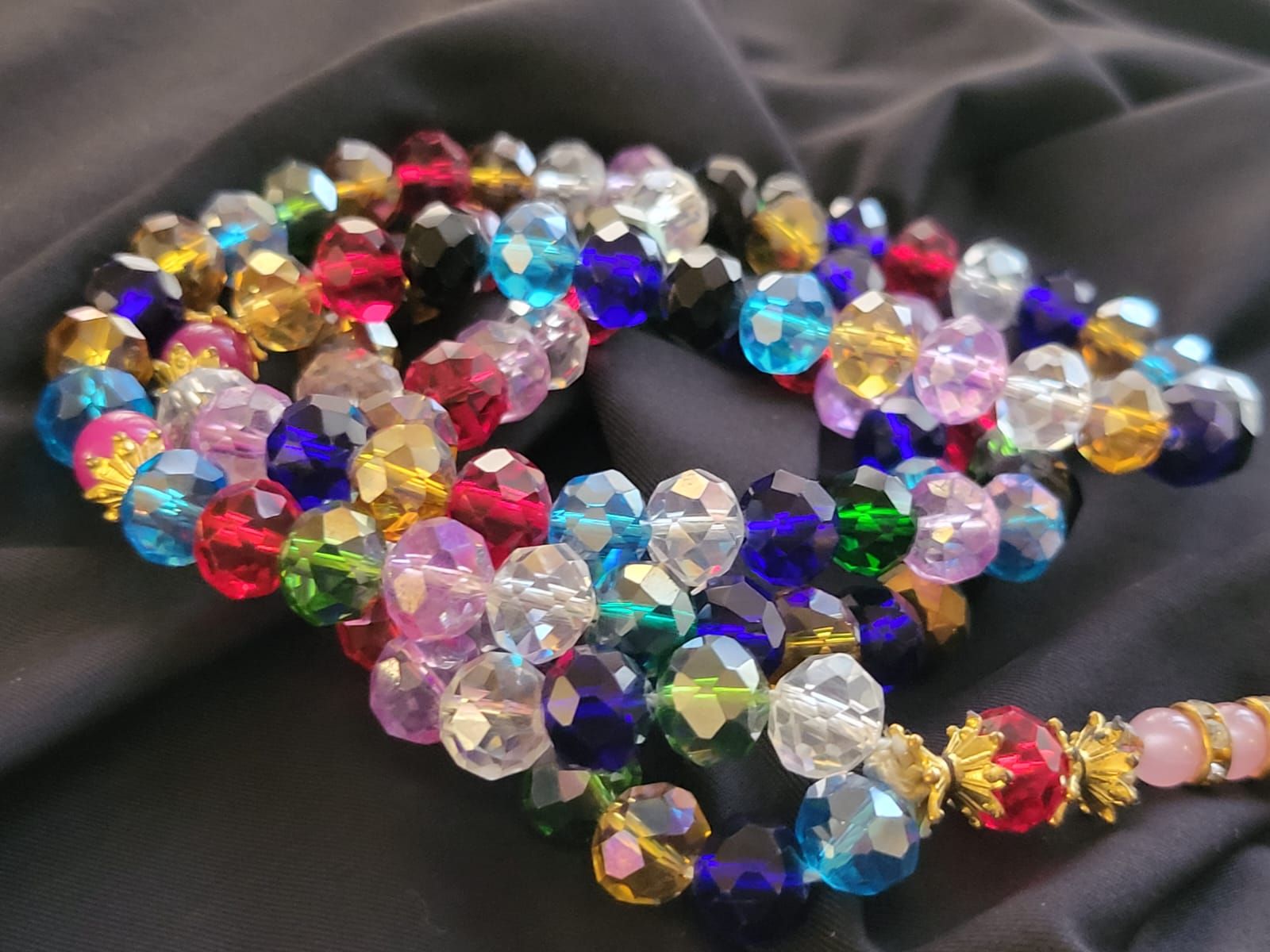 Multi Colour Crystal Tasbih 10 mm 100 Beads