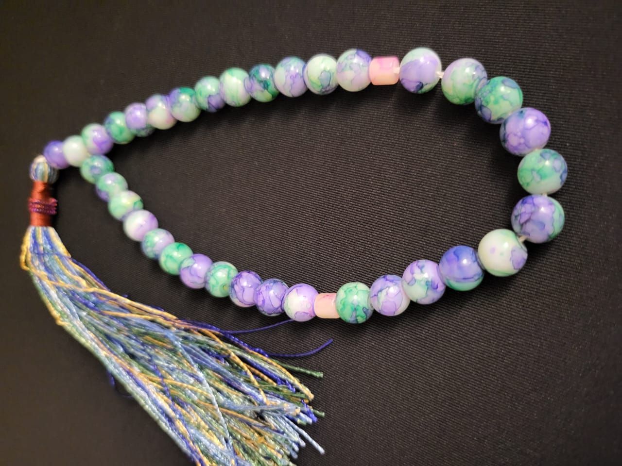 Aqua/Purple Marble Tasbih 8mm 33 Beads