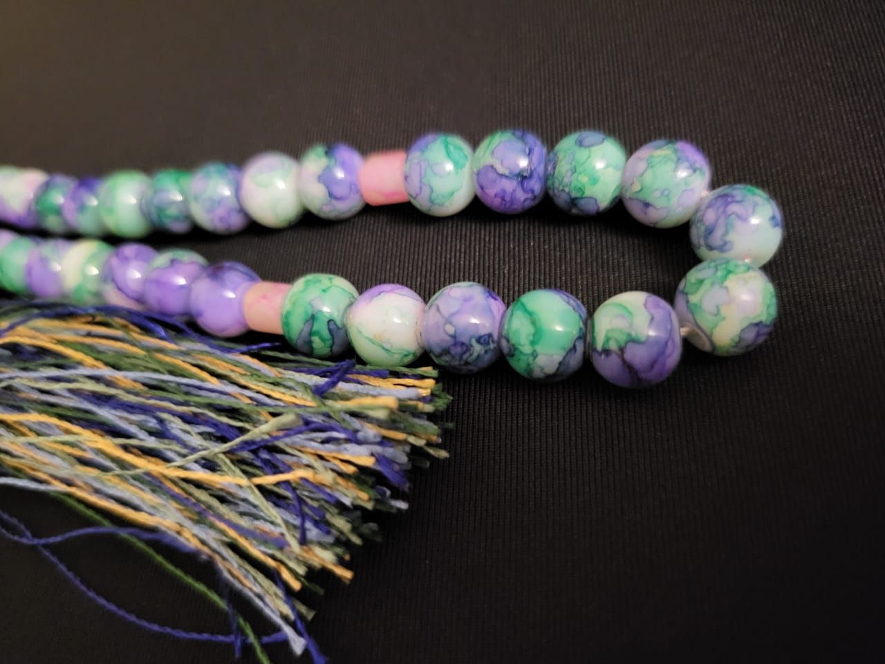 Aqua/Purple Marble Tasbih 8mm 33 Beads