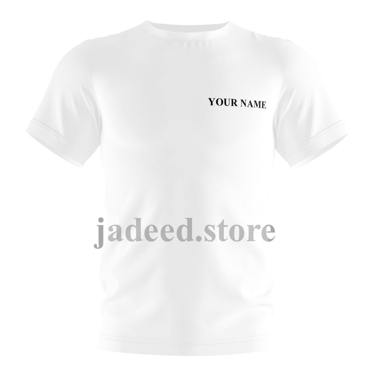 Customized White T-Shirt with Name/Text On One Side