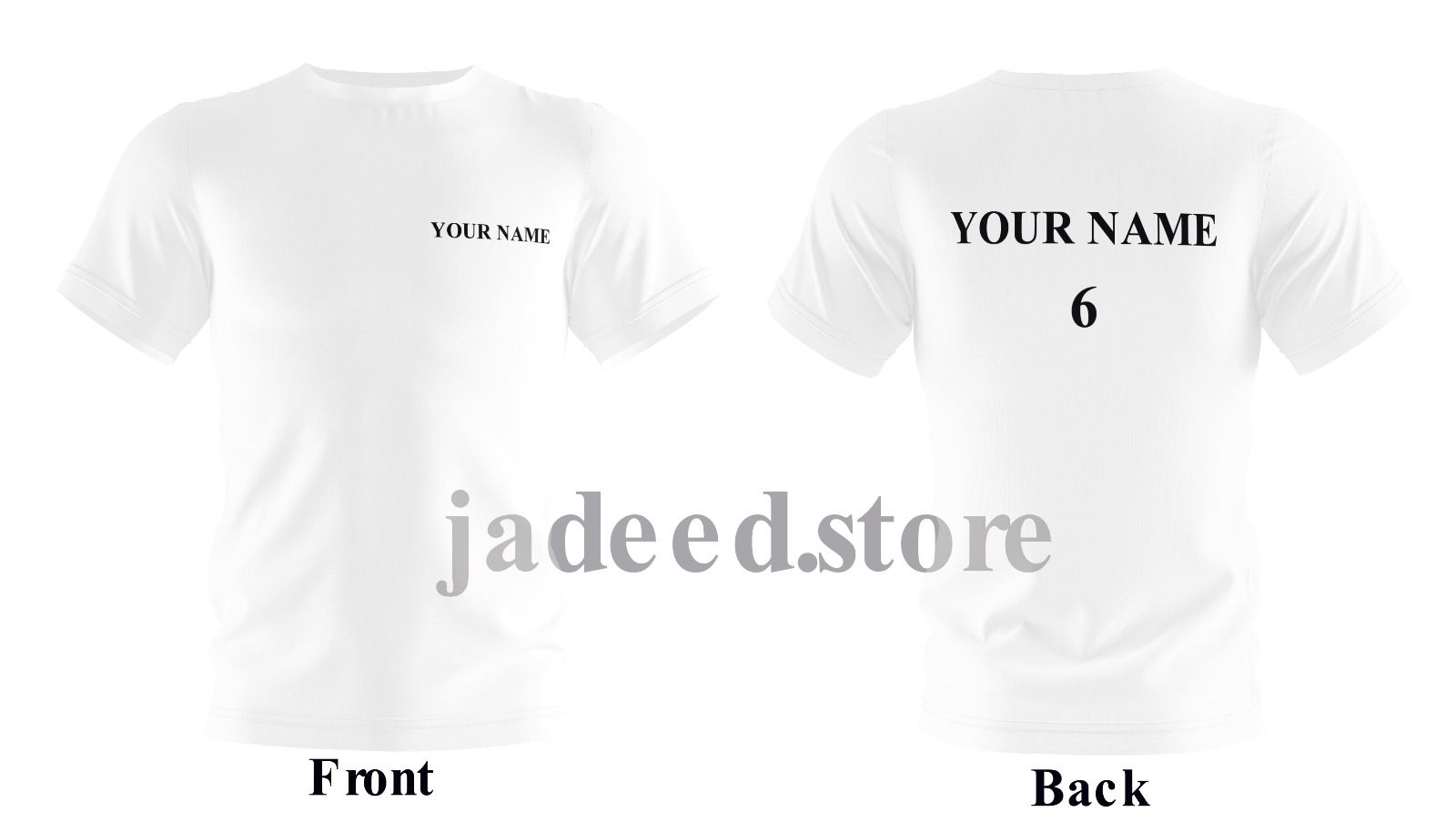 Customized White T-Shirt with Name/Text On Front and Back