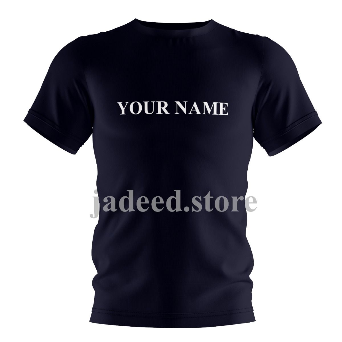 Customized T-Shirt Black/ Navy Blue Colour With Name in White Foil Printing on One Sides